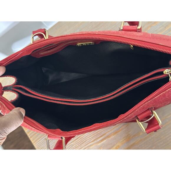 Vintage Fendi Handbag Womens Red Leather FF Logo Boston Satchel Made Italy 80s - Picture 16 of 16